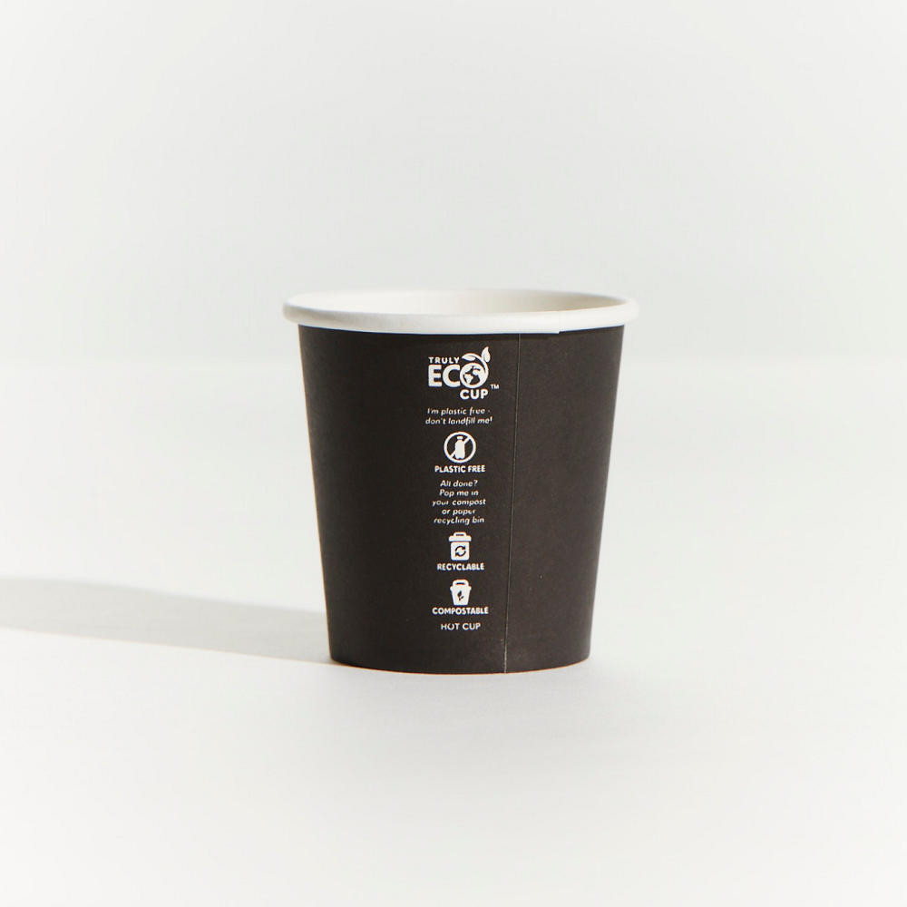 4oz Truly Eco Single Wall Paper Coffee Cup Black 1000/carton
